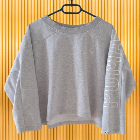 PUMA Women’s Fusion Cropped 7/8 Sweater Medium (Grey)- EUC - Picture 4 of 11